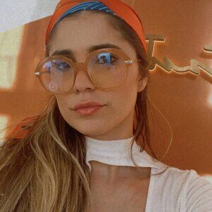 NWT THE BOOK CLUB EYEWEAR Cream Round Blue Light Glasses